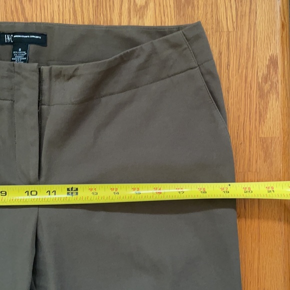 INC Army Green Straight Leg Ankle Pants Size 8 - Picture 7 of 10